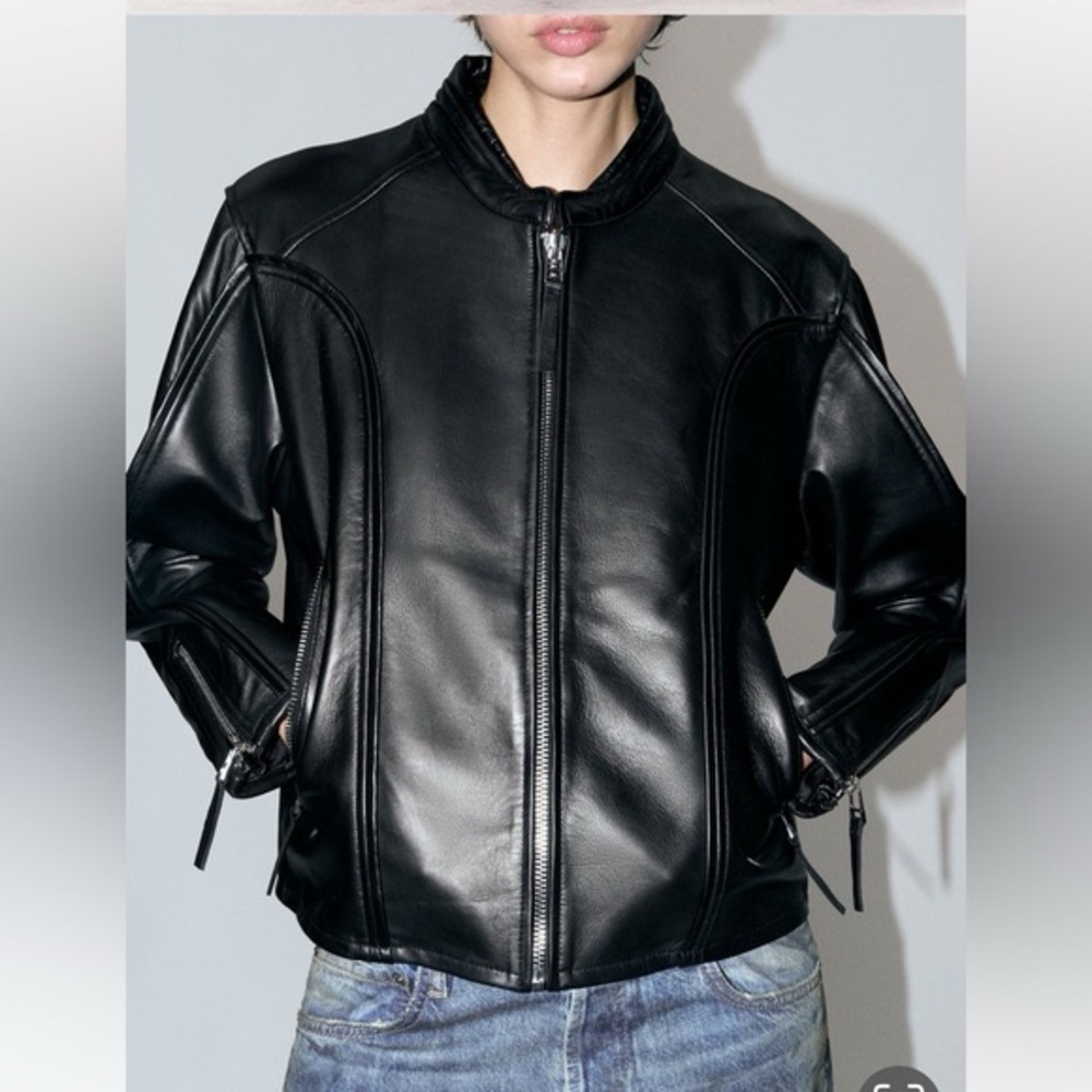 Zara Black Leather Collection Jacket